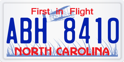 NC license plate ABH8410