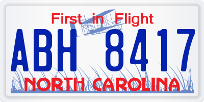 NC license plate ABH8417