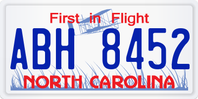 NC license plate ABH8452