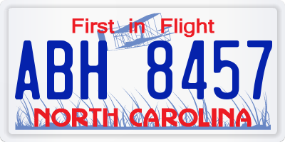 NC license plate ABH8457