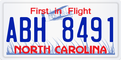 NC license plate ABH8491