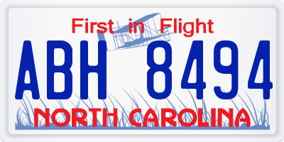 NC license plate ABH8494