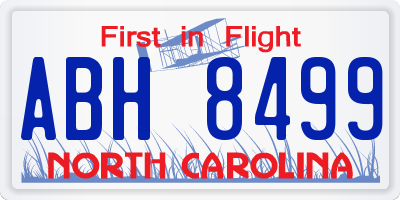 NC license plate ABH8499