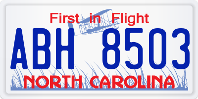NC license plate ABH8503