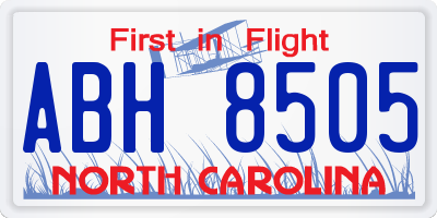 NC license plate ABH8505