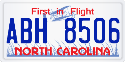 NC license plate ABH8506