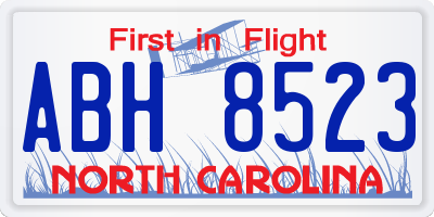 NC license plate ABH8523