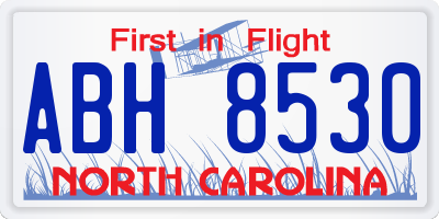 NC license plate ABH8530