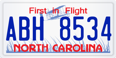 NC license plate ABH8534