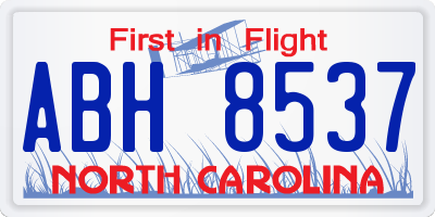 NC license plate ABH8537