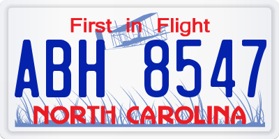 NC license plate ABH8547