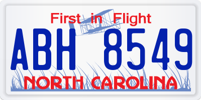NC license plate ABH8549