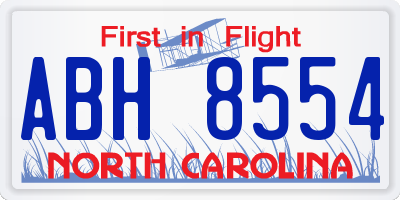NC license plate ABH8554
