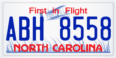 NC license plate ABH8558