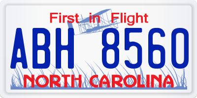 NC license plate ABH8560