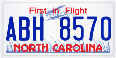 NC license plate ABH8570