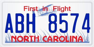 NC license plate ABH8574