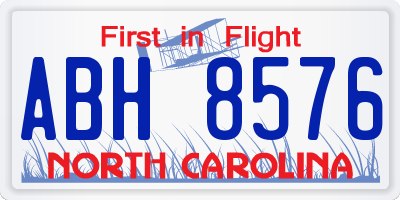 NC license plate ABH8576