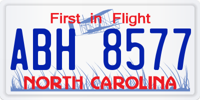 NC license plate ABH8577