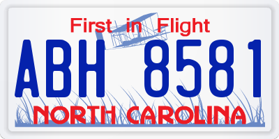 NC license plate ABH8581