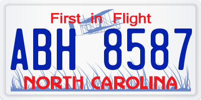 NC license plate ABH8587
