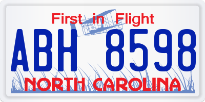 NC license plate ABH8598