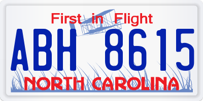 NC license plate ABH8615