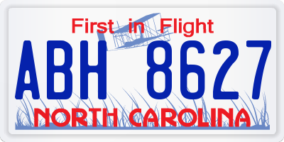 NC license plate ABH8627