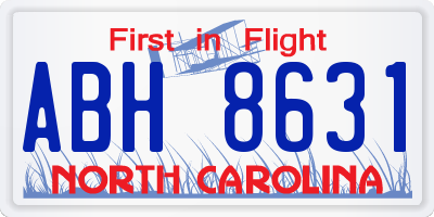 NC license plate ABH8631