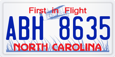 NC license plate ABH8635