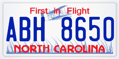 NC license plate ABH8650