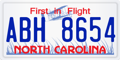 NC license plate ABH8654