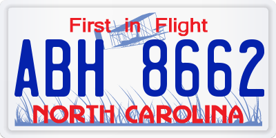 NC license plate ABH8662