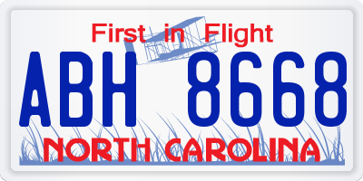 NC license plate ABH8668
