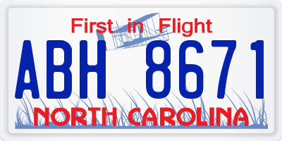 NC license plate ABH8671