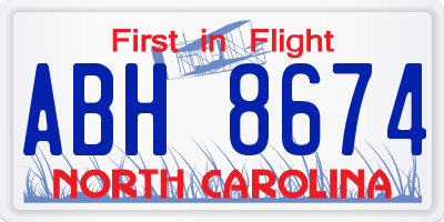 NC license plate ABH8674