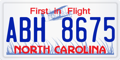 NC license plate ABH8675