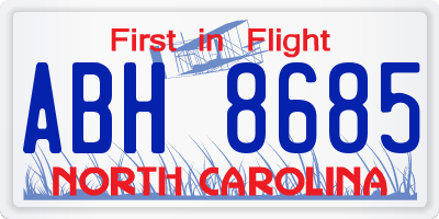 NC license plate ABH8685