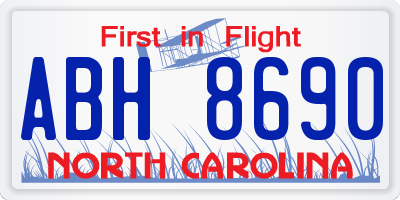 NC license plate ABH8690