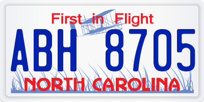 NC license plate ABH8705