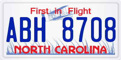 NC license plate ABH8708