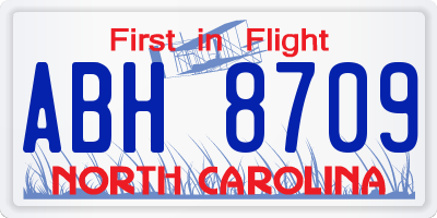 NC license plate ABH8709