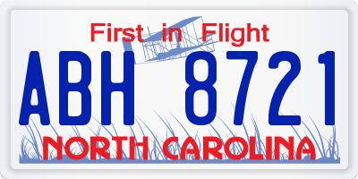 NC license plate ABH8721
