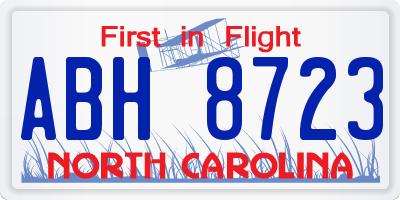 NC license plate ABH8723