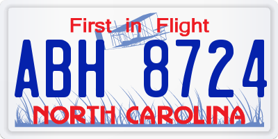 NC license plate ABH8724