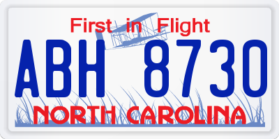 NC license plate ABH8730