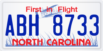 NC license plate ABH8733