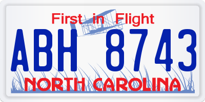 NC license plate ABH8743