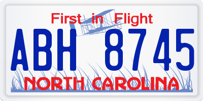 NC license plate ABH8745
