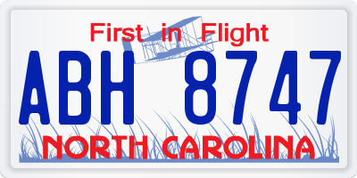 NC license plate ABH8747